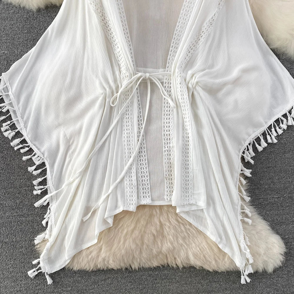 Summer Beach Wear Tops Tassels Bikini Cover Ups