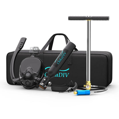 Underwater  Mini Scuba Tank Set with Snorkel Mask 0.5L Portable with Full Face Diving Mask  with High Pressure Pump