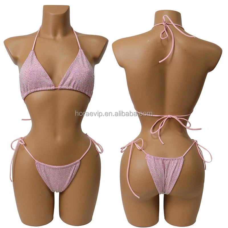 S573 Hot Rhinestone Beach Wear New Color Swimsuit Fabric Swimwear Crystal Bikini