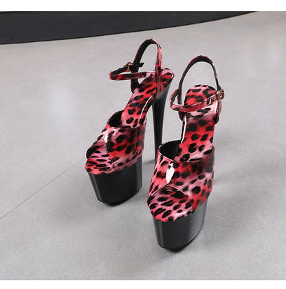 shoes for women 2026 Fashion Women Pumps Retro Thin Heels Sandals Leopard Spring Platform Dress Party Wedding Basic Shoes Woman
