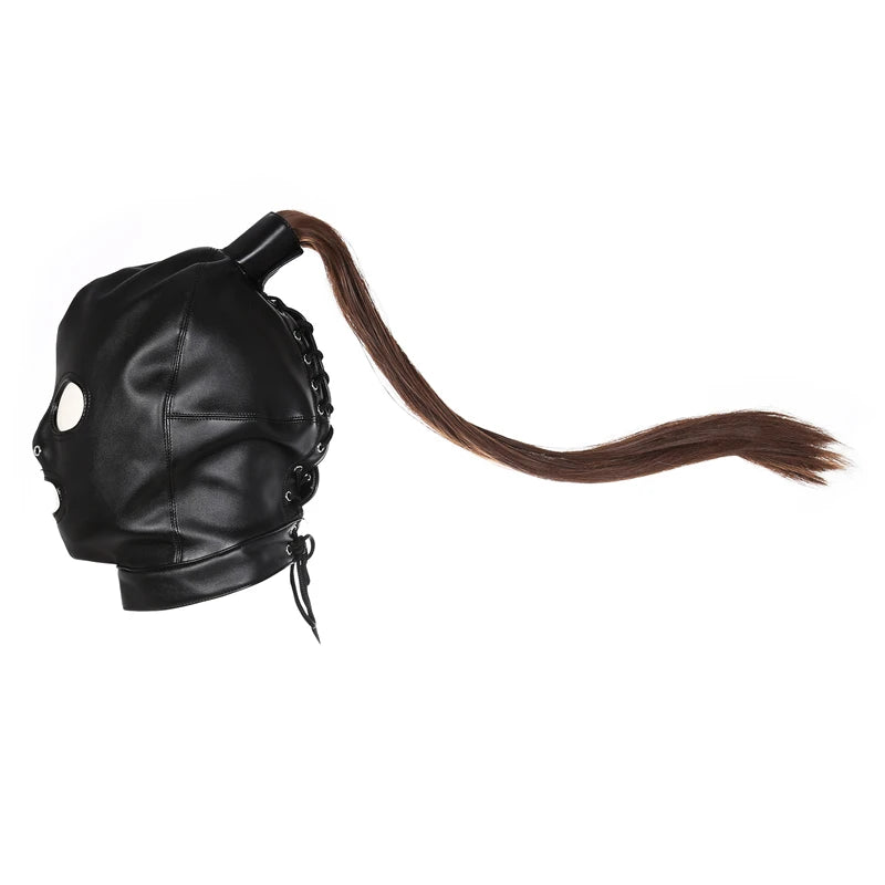 Adult Toys Sex Products Bdsm Mask Sex Toy Female Leather Head Mask with Wigs Slave Props Adult Games Sex Shop Toys for Adults 18