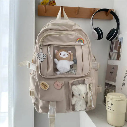 Kawaii Backpack Cute Backpack for Teen Girl School Kids Book Bag Travel Backpack Large Capacity Aesthetic Canvas School Bag
