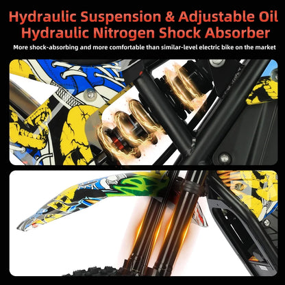 US Hot Sale Urban Electric Dirt Bike 2000W Brushless Motor Front 14" Rear 12" Tire Electric Moto Bike Racing Bike