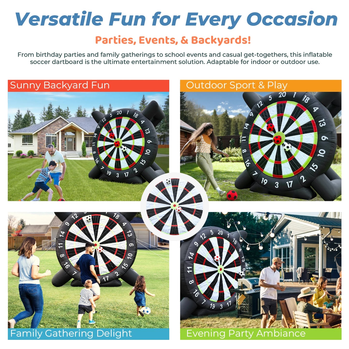 Commercial Grade Inflatable Football Dartboard Giant Sticky Dartboard Support Outdoor Games Inflatable Soccer Darts Board