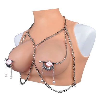 QK-C8026 BDSM Stainless Steel Chains and Nipple Clamps Adult Products Breast Clamp  for Women