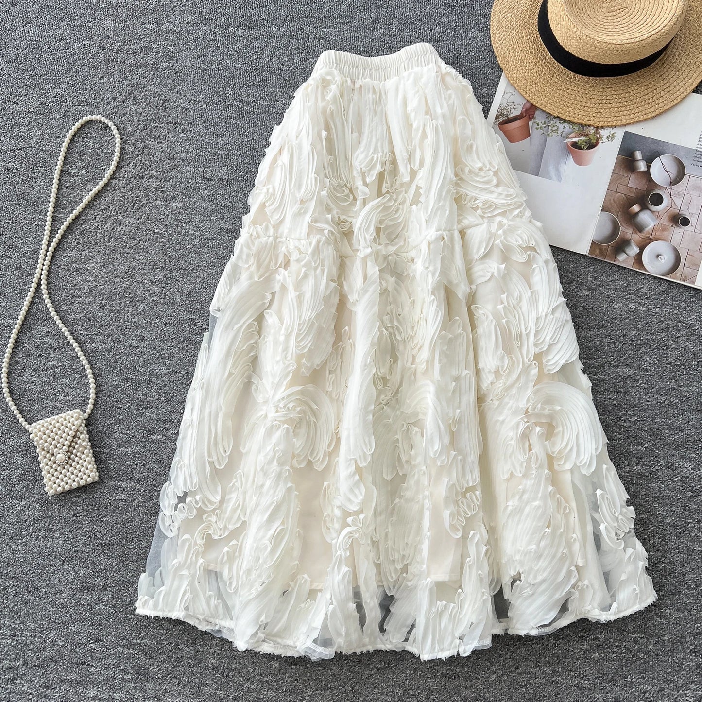 Boutique Wholesale 2025 Spring New Fashion Retro High Waist Versatile Slimming A-line Elegant Women's Half Skirt