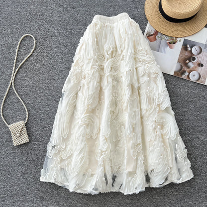 Boutique Wholesale 2025 Spring New Fashion Retro High Waist Versatile Slimming A-line Elegant Women's Half Skirt