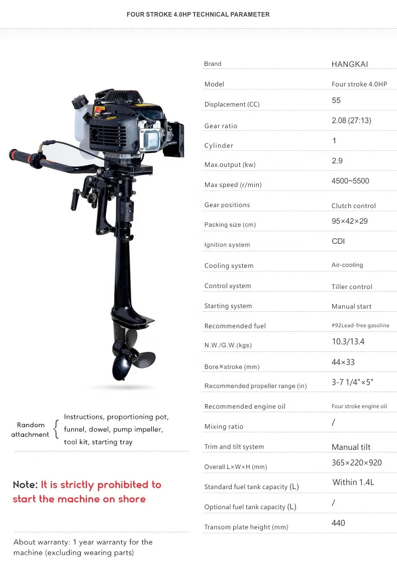 Boat Marine Engine 4 Stroke 6.5HP HANGKAI Water Cooled  for Kayak Boat Engine 4stroke Small Engine