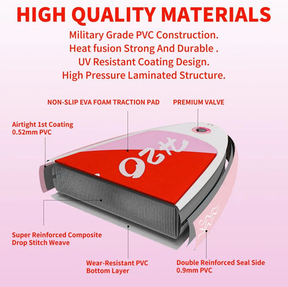 Stock H2O 10'6'' Portable Inflatable Stand Paddle Board (SUP) CE Certified 150kg Max Weight Standard Accessories Water Sports