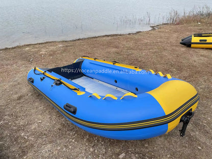 CE Approved Lightweight PVC Material Rubber Inflatable Boat 320 with Electric Motor with Aluminium Floor