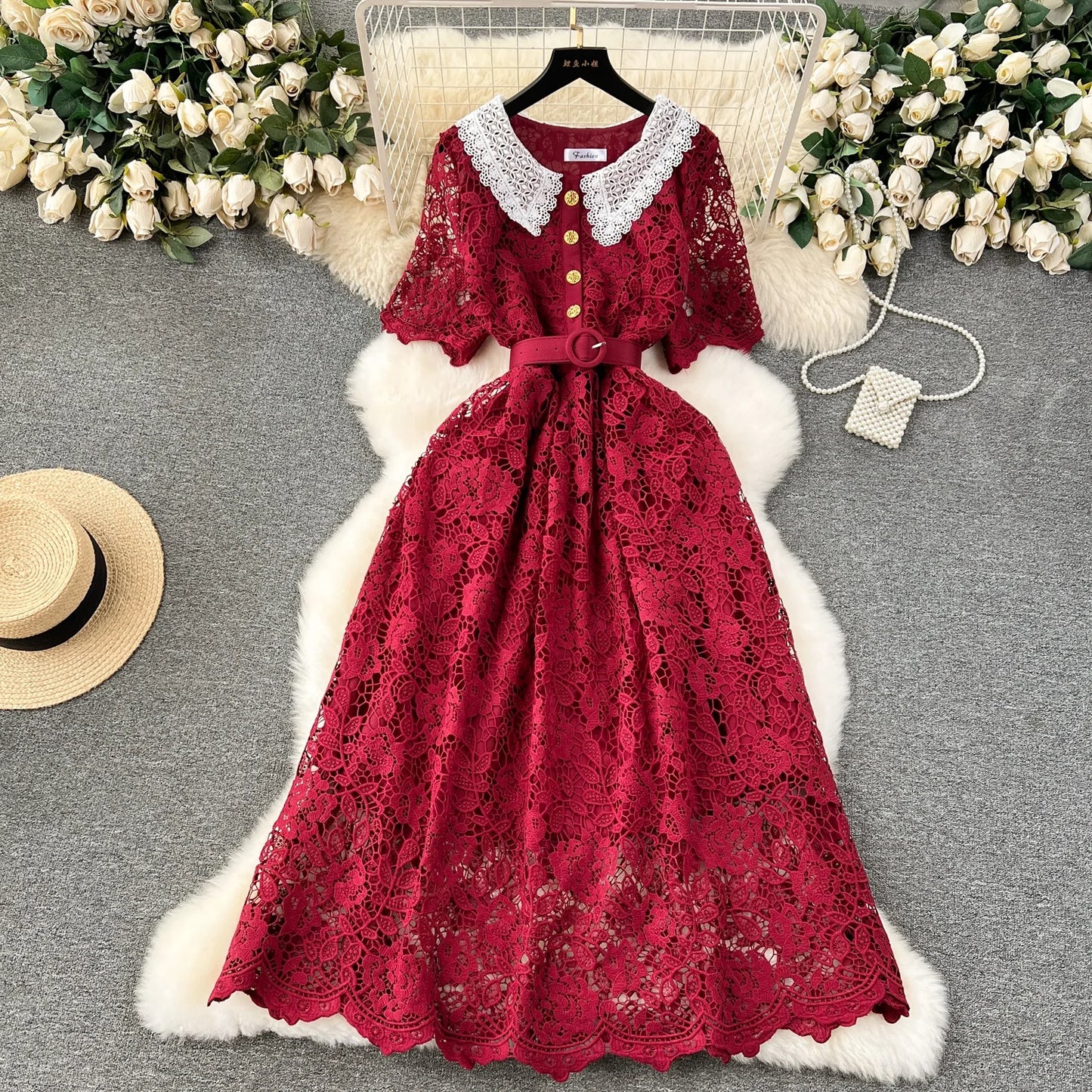 Summer French New Sweet Slim Fit Mid Length Women's Dress