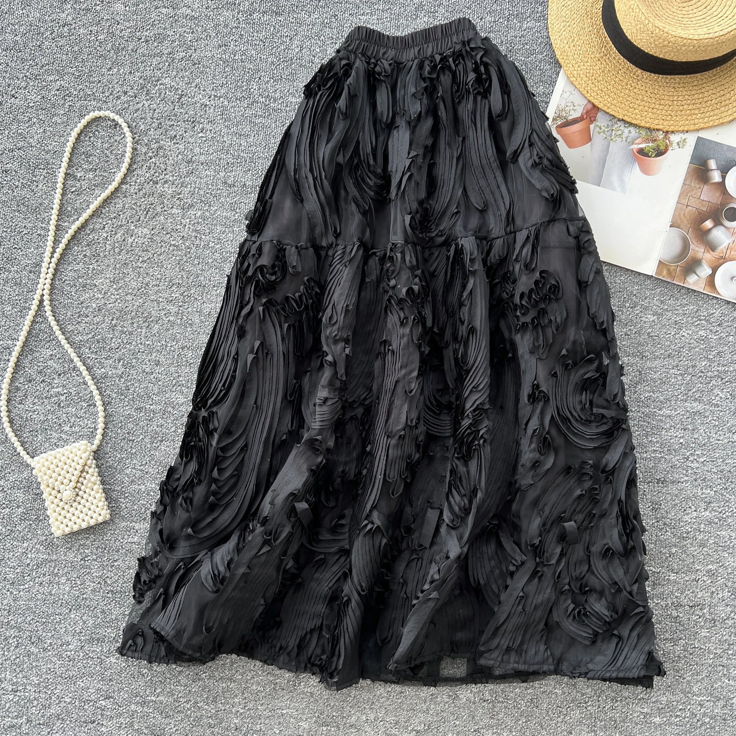 Boutique Wholesale 2025 Spring New Fashion Retro High Waist Versatile Slimming A-line Elegant Women's Half Skirt