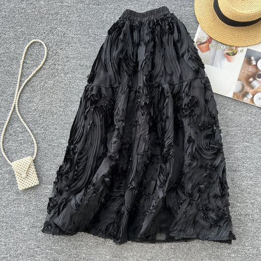 Boutique Wholesale 2025 Spring New Fashion Retro High Waist Versatile Slimming A-line Elegant Women's Half Skirt