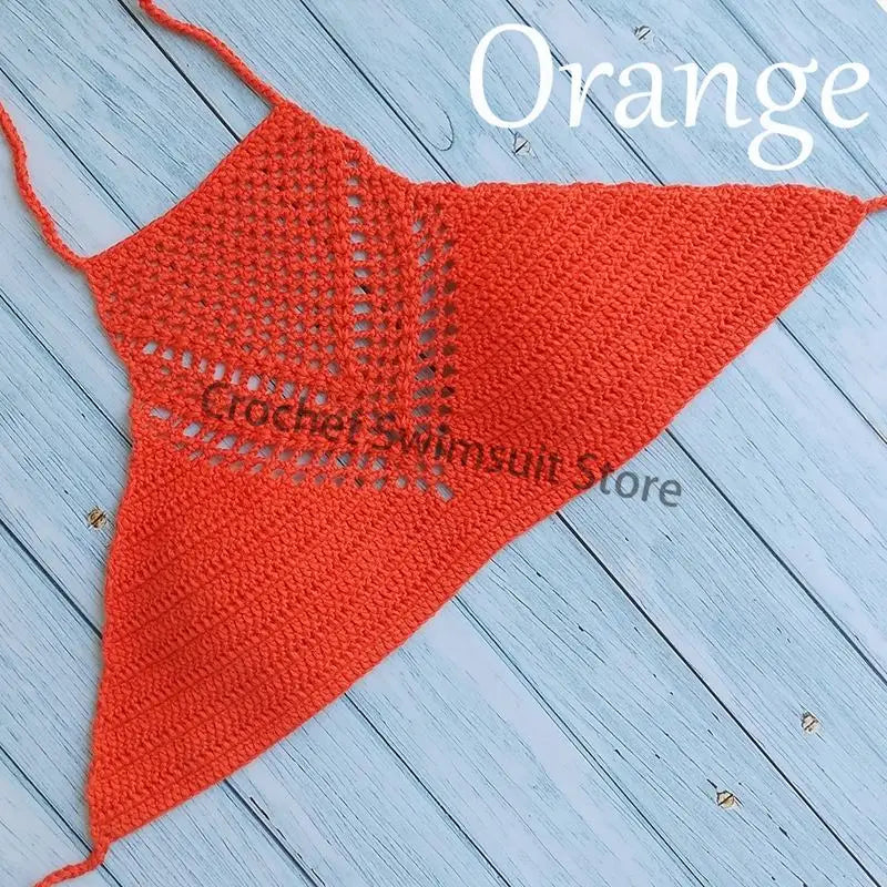 Women Sexy Bikini Tops High Neck Hollow Out Halter Swimwear Crochet Separate Swimsuit Bikini Bra Hot Sale