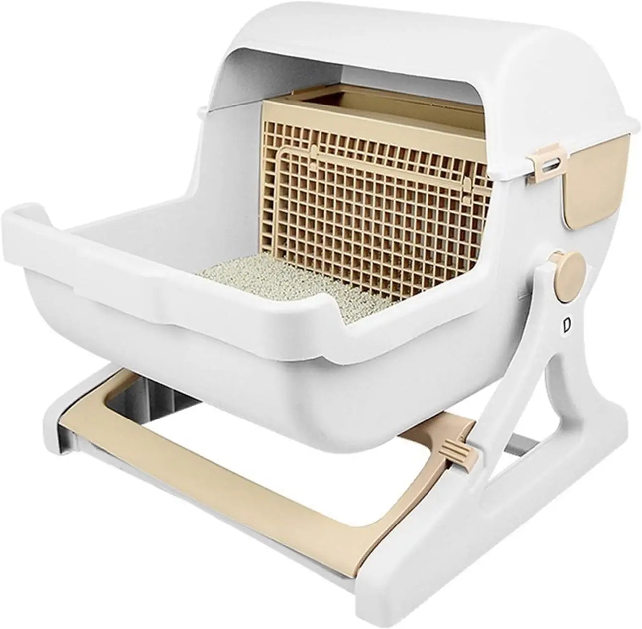 Plastic Cat Litter Box Flip Lid Semi-Automatic Quick Cleaning Luxury Cat Toilet Tray PP Resin Pet Litter Pan Cat Products