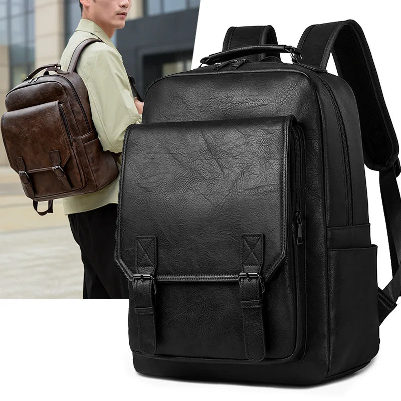 Waterproof PU Business Men's Backpack Casual Outdoor Travel Shoulder Bag Portable Laptop Backpack for Commuting