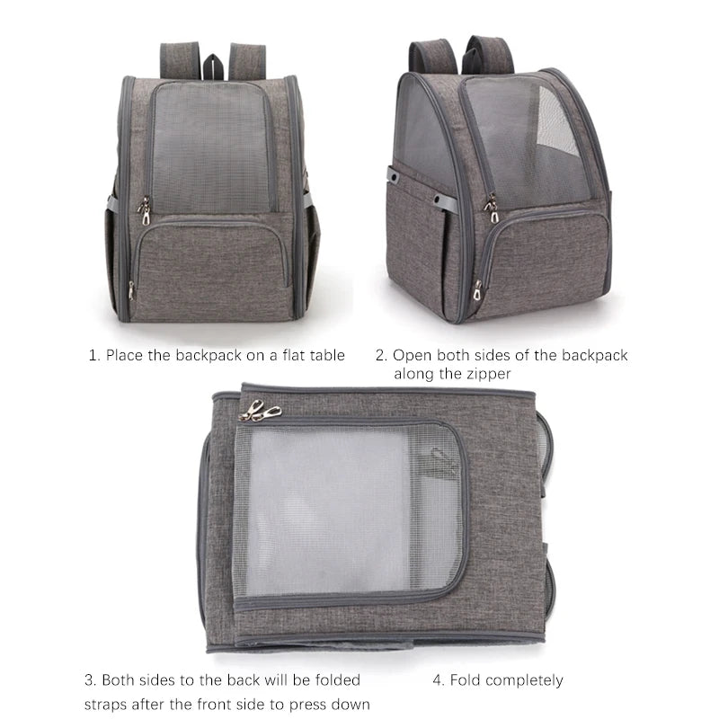 Cat Bag Pet Backpack Outdoor Portable Foldable Cat Backpack Breathable Travel Oxford Fabric Mesh Travel Collapsible Cat Products