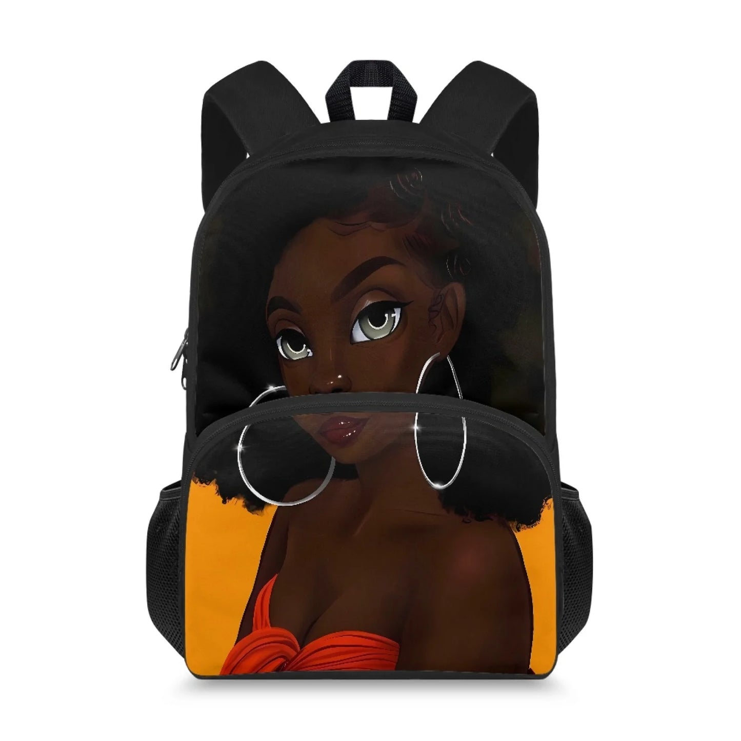 Cute Design Two Pocket African Black Arts Print Large Capacity Kids Backpacks Bag Unisex School Backpack for Children Boys Girls