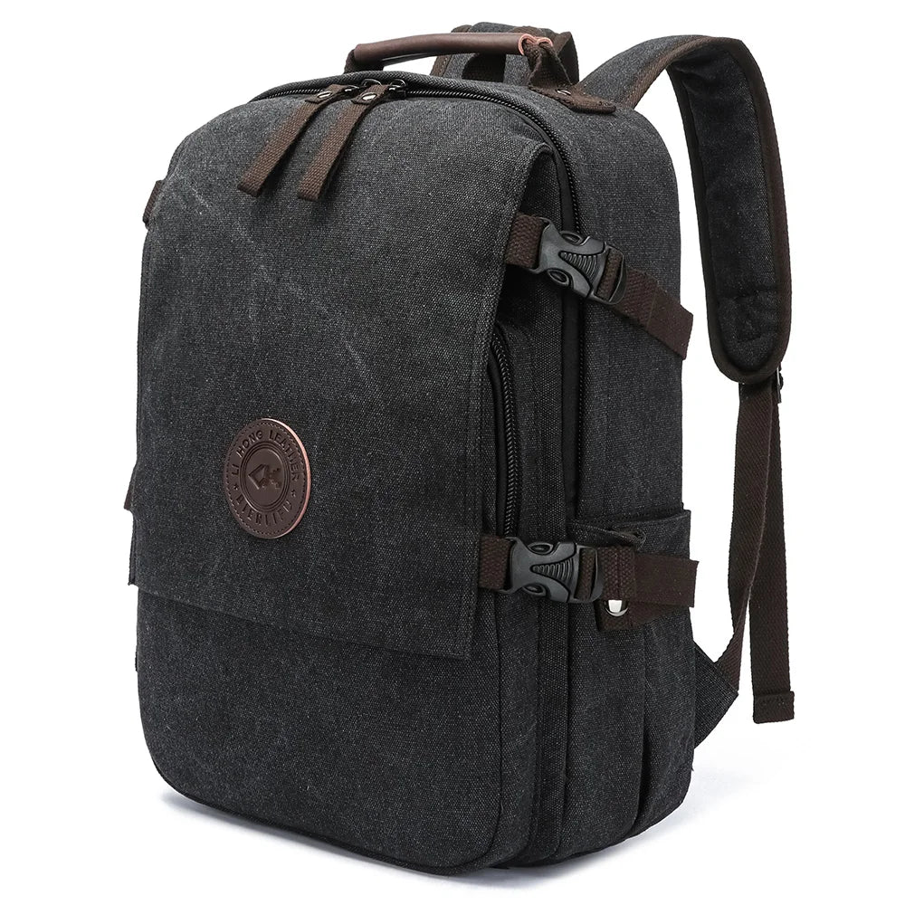 Durable Vintage Custom logo Canvas Laptop Backpack Bag Men Women Rucksack Bookbags School Backpack