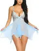 Sexy Erotic Lingerie Front Closure Babydoll Nightdress Thong Set Attractive Sleepwear Night Dress Robe Sexy Lingerie for Women