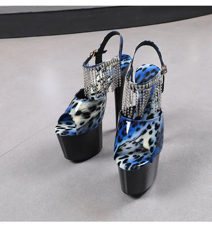 shoes for women 2026 Fashion Women Pumps Retro Thin Heels Sandals Leopard Spring Platform Dress Party Wedding Basic Shoes Woman