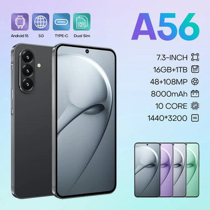 Original Phone A56 Smartphone A56 16gb + 1tb 5g Dual Sim Mobile Phone 5g Smartphone