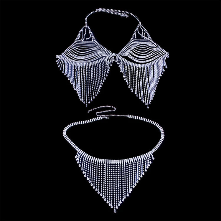 Diamond Women's Lingerie Sexy Two Piece Bikini Disposable Underwear Female Stripper Diamond 2 Sets Sexy Lingeries