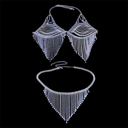 Diamond Women's Lingerie Sexy Two Piece Bikini Disposable Underwear Female Stripper Diamond 2 Sets Sexy Lingeries