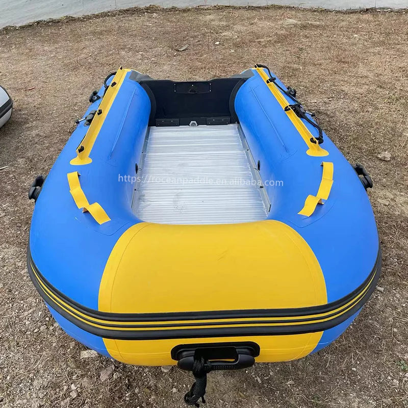CE Approved Lightweight PVC Material Rubber Inflatable Boat 320 with Electric Motor with Aluminium Floor