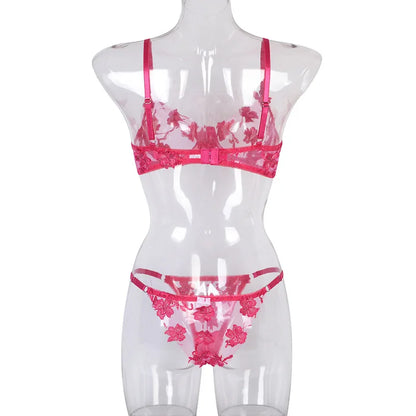 Night Wear Sexy Lace Two Piece Set Bra and G String Briefs Panty Set Transparent Erotic Sexy Lingerie Woman Lingerie Erotic