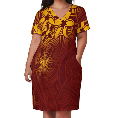 Plus Size Dress Skirts Polynesian Women Island Casual Party Dresses Samoan Design Tribal Dress Hot Sale Polyester Cotton Summer
