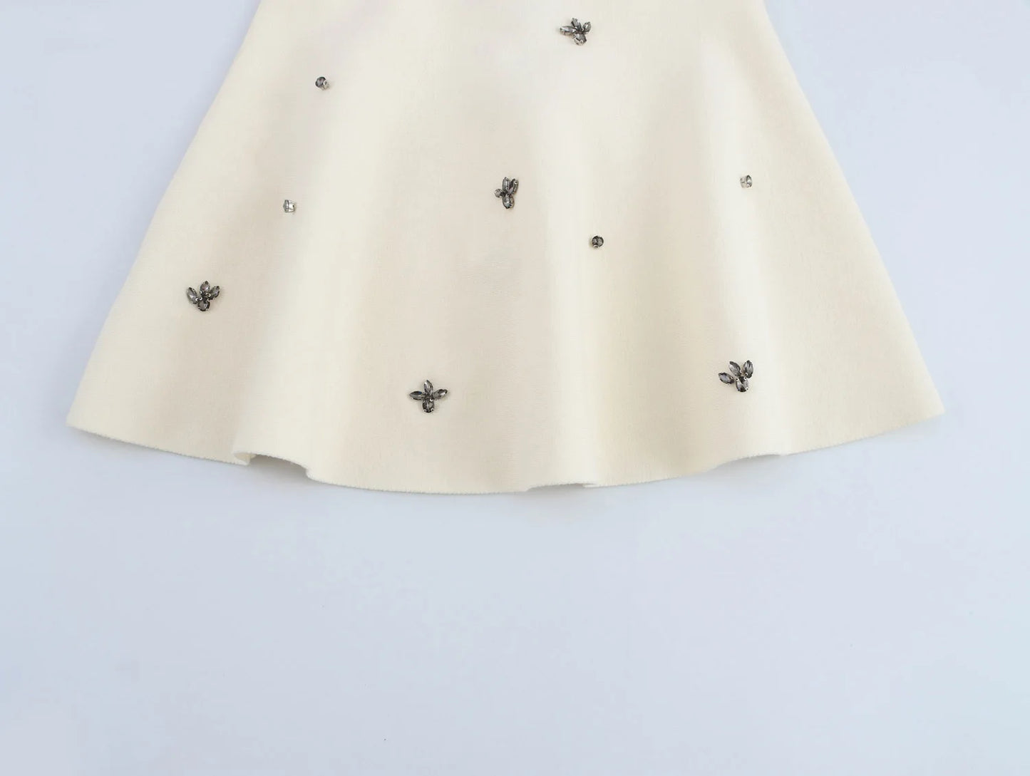 KAR&OT ZA  Spring New Arrivals Women's Temperament Fashion Jewelry Beaded A-Line Hem Knitted Skirt 9598030 9598031