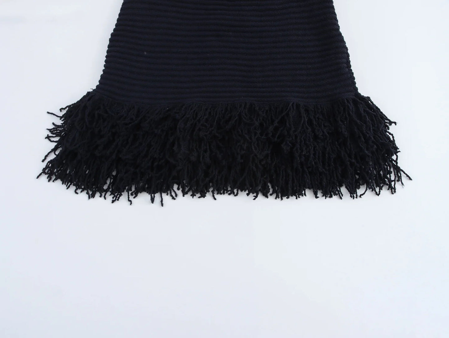 KAR&OT ZA 2025 Spring New Women's Temperament Versatile Tassel Knitted High Waist Skirt 4331004 4331005