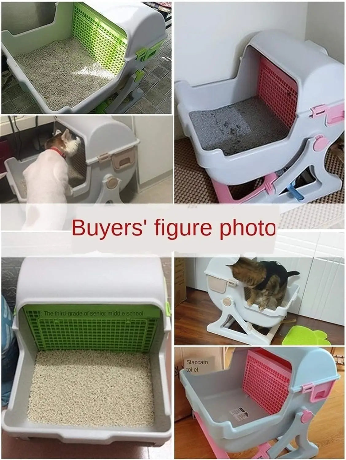 Plastic Cat Litter Box Flip Lid Semi-Automatic Quick Cleaning Luxury Cat Toilet Tray PP Resin Pet Litter Pan Cat Products