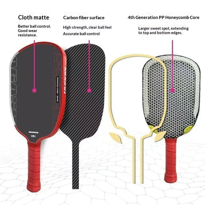 Agassi PRO 16mm Carbon Fiber Pickleball Racket Set 42cm Length Hot-Pressed Technology Factory Wholesale