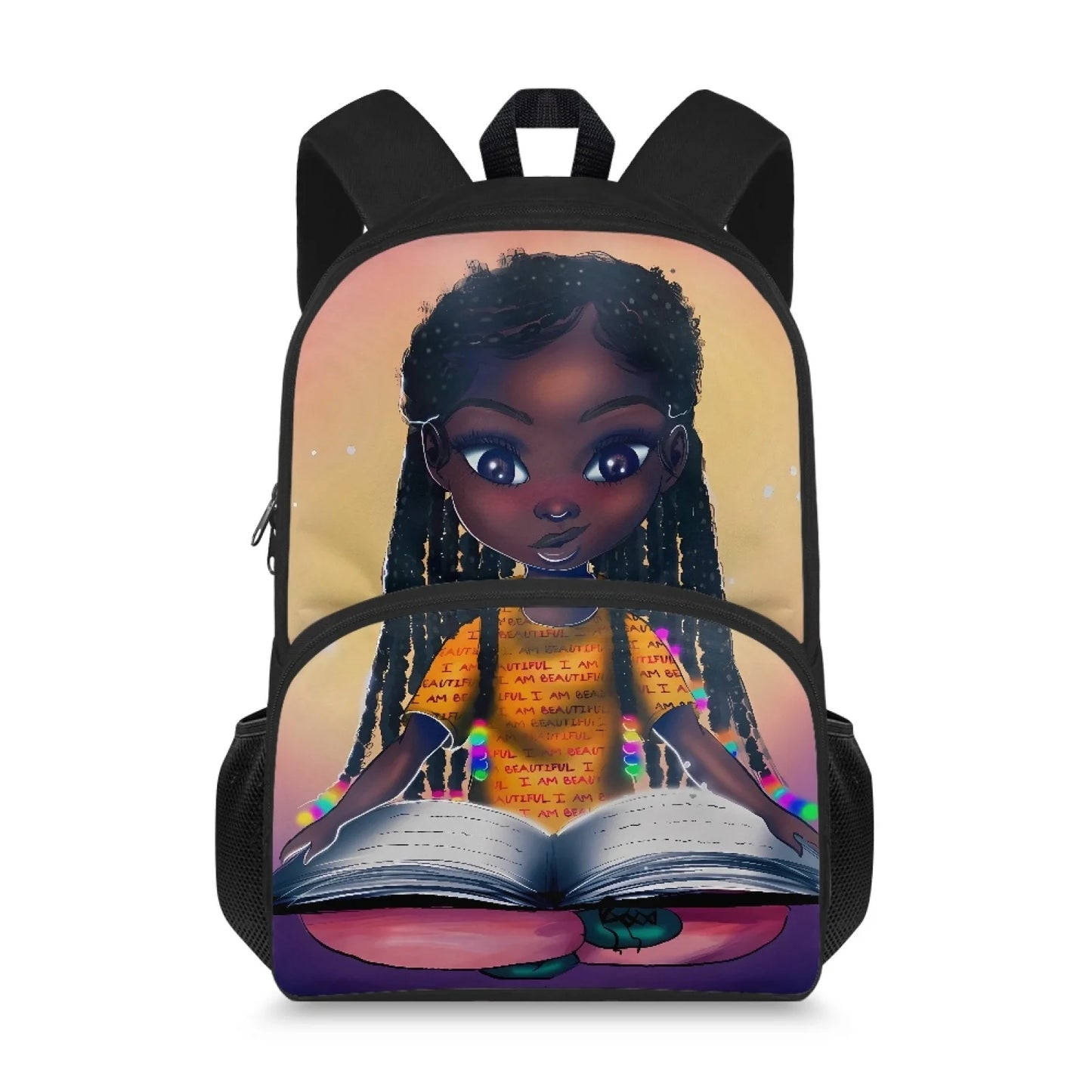 Cute Design Two Pocket African Black Arts Print Large Capacity Kids Backpacks Bag Unisex School Backpack for Children Boys Girls