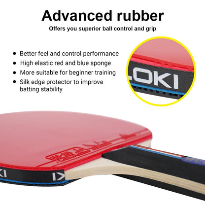 Loki 7 Ply Pingpong Paddle Set Wholesale 4 Bats 6 Balls Table Tennis Racket Set for Outdoor Games