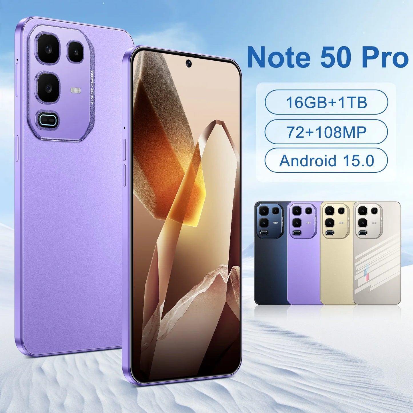 Original Note 50 Pro Power 5G Smartphone with 108MP Camera Deca Core Processor 1TB Storage 7.3 Inch Display Global Version