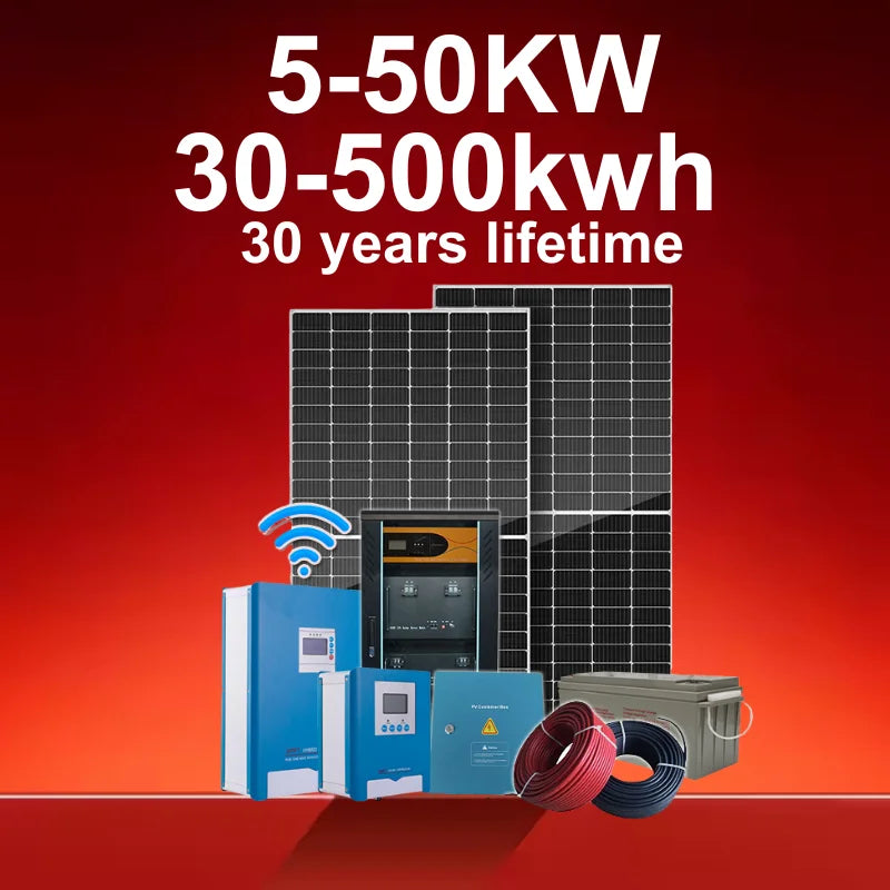 10kw Solar Power System Comolete Hybrid Set of Solar Panel Battery Offgrid air Conditioner System for Home Solar Generators