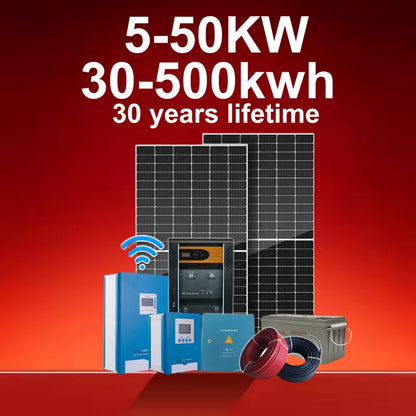 10kw Solar Power System Comolete Hybrid Set of Solar Panel Battery Offgrid air Conditioner System for Home Solar Generators