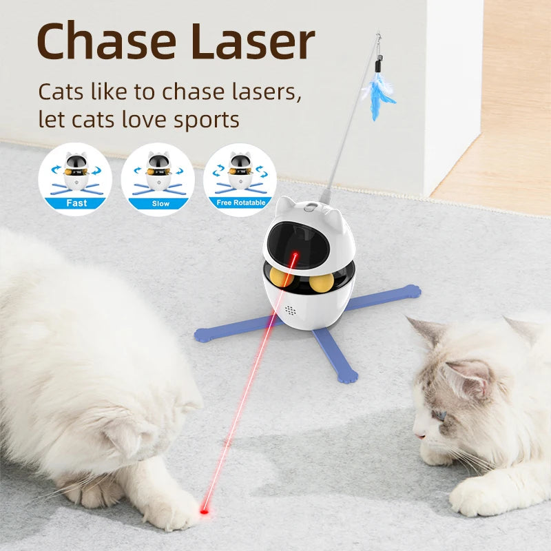 3 in 1 Automatic Cat Toys Interactive Smart Teasing Pet LED Laser Indoor Electronic Pet Cat Teaser Stick Cat Products
