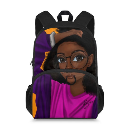 Cute Design Two Pocket African Black Arts Print Large Capacity Kids Backpacks Bag Unisex School Backpack for Children Boys Girls