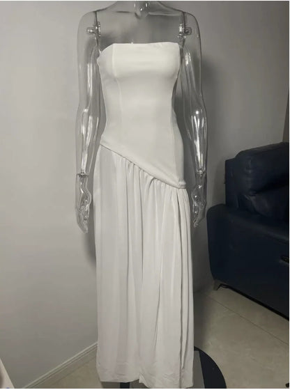Spring and Summer 2025 Sexy Backless Tube Top Slim Fit Dress New Hot Sale Split Strap Long Dress