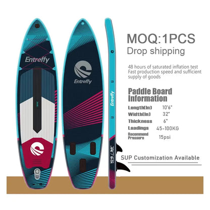 Entroffy OEM Foldable Surfboard Drop Stich Kite Surfing Pvc Inflatable Surfboards