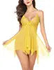 Sexy Erotic Lingerie Front Closure Babydoll Nightdress Thong Set Attractive Sleepwear Night Dress Robe Sexy Lingerie for Women