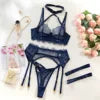 2025 New Sheer Eyelash Lace Halter Bra Women's See-Through Bondage Lingerie with Firm Control Leg and Garter Belt Lingerie Women