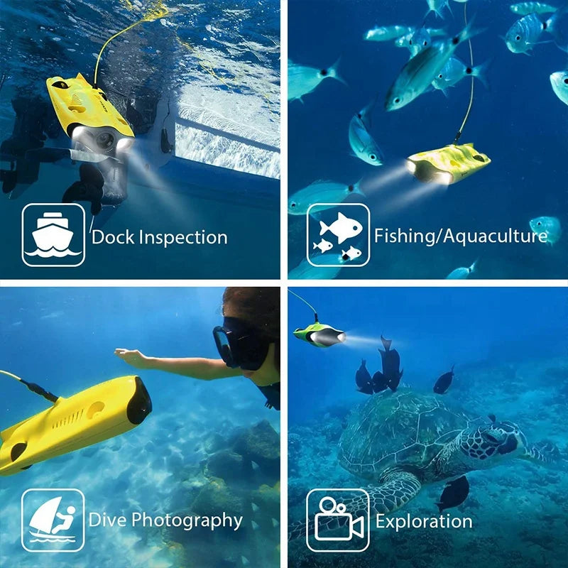 Chasing 4K Underwater Drones | HD Snapshots of Diving Work, Real-time Photography, Remote Control Portable Underwater Drones