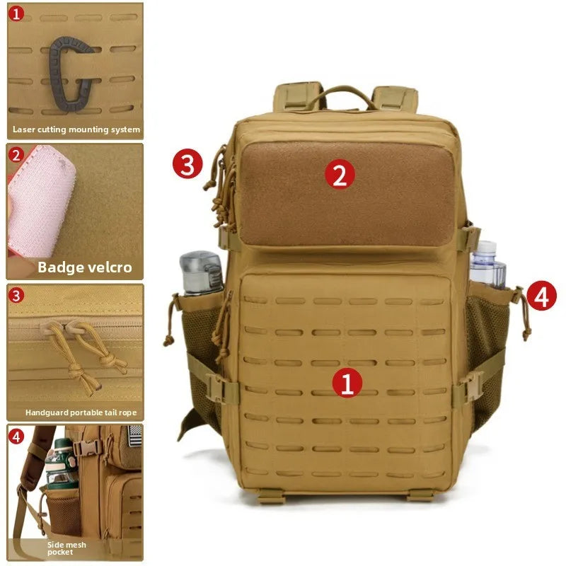 Unisex Multi-Functional Tactical Backpack Outdoor Fitness Sports Gear Zipper Closure Polyester Lining Fashion Cross-Border Stock