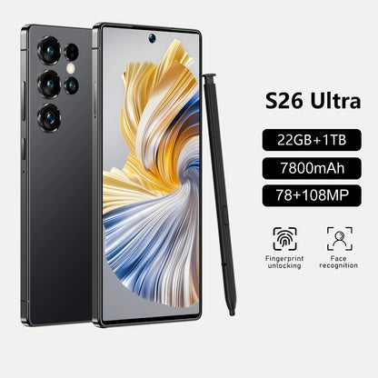Les S26 Ultra Original 5G Waterproof Android 14 Smartphone 7.3\" HD Screen 108MP Rear 22GB+1TB Memory Global Elite Unlocked 14