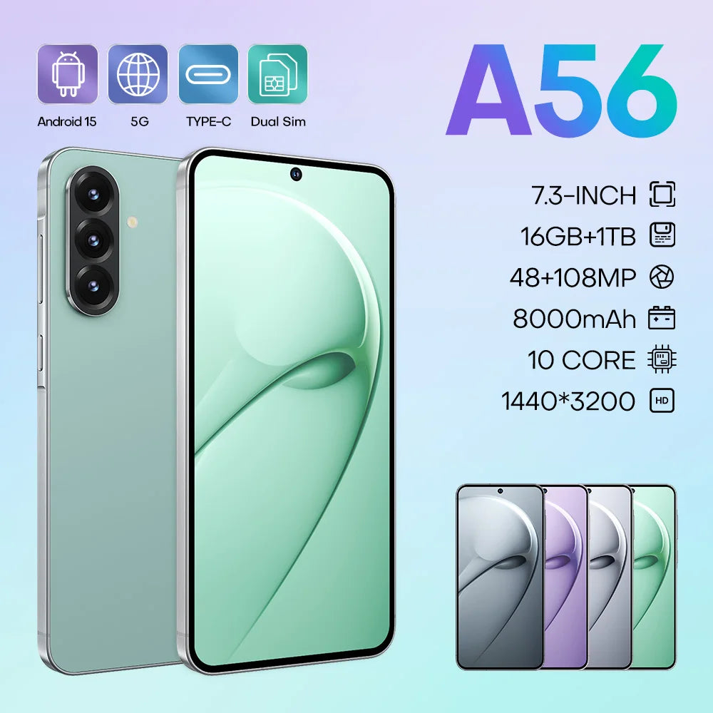 Original Phone A56 Smartphone A56 16gb + 1tb 5g Dual Sim Mobile Phone 5g Smartphone